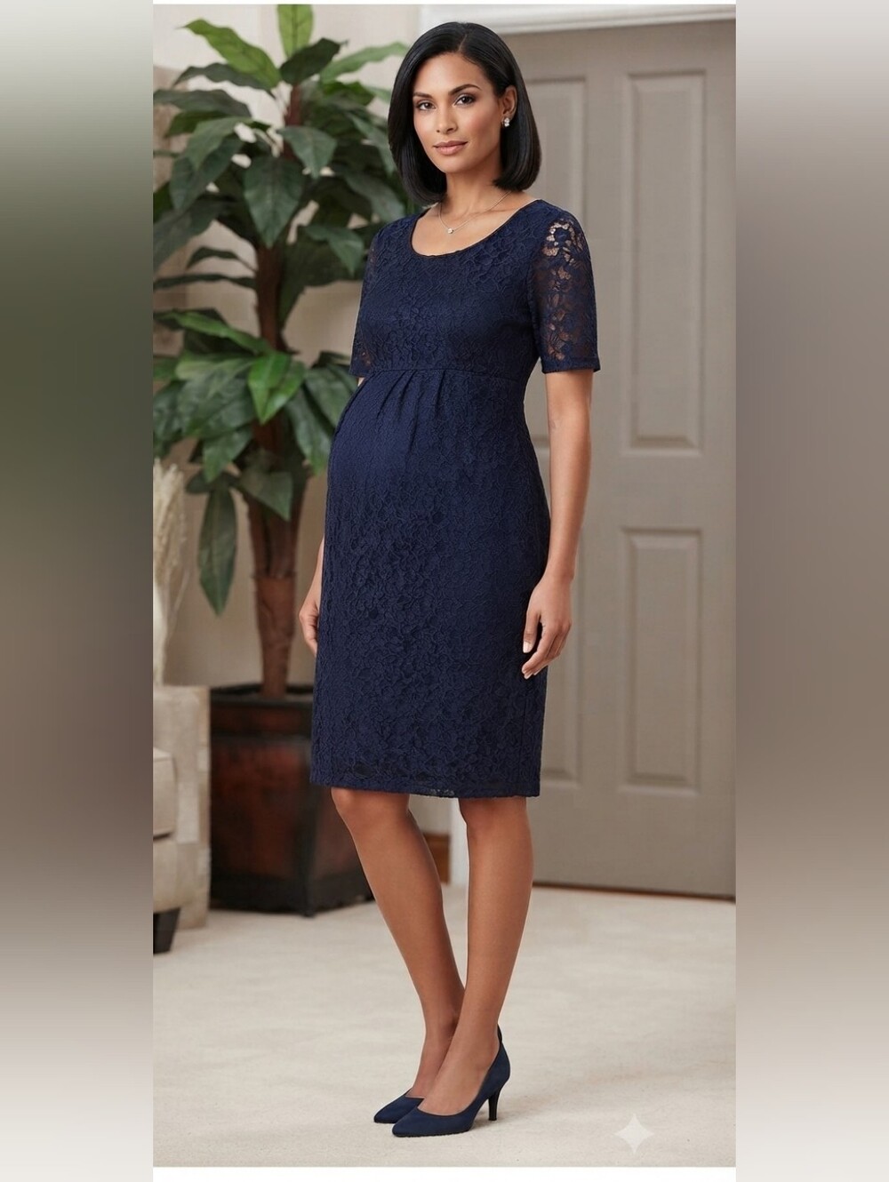 Planet Motherhood Women's Midi Maternity Dress w/Lace Size XL